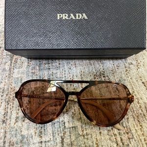 PRADA PR 13WS Sunglasses Havana Aviator 57mm